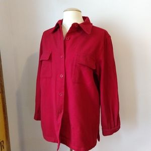 Red Wool Button Down Overshirt